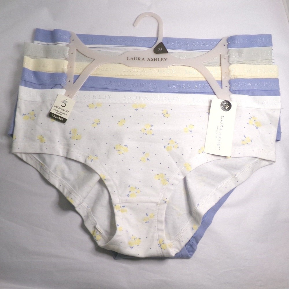 Laura Ashley 5 Pack Womens Cotton Spandex  Panties XL Floral Assorted